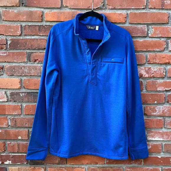 Ibex Merino Wool Quarter Snap Pullover Blue Size Medium - Picture 5 of 8